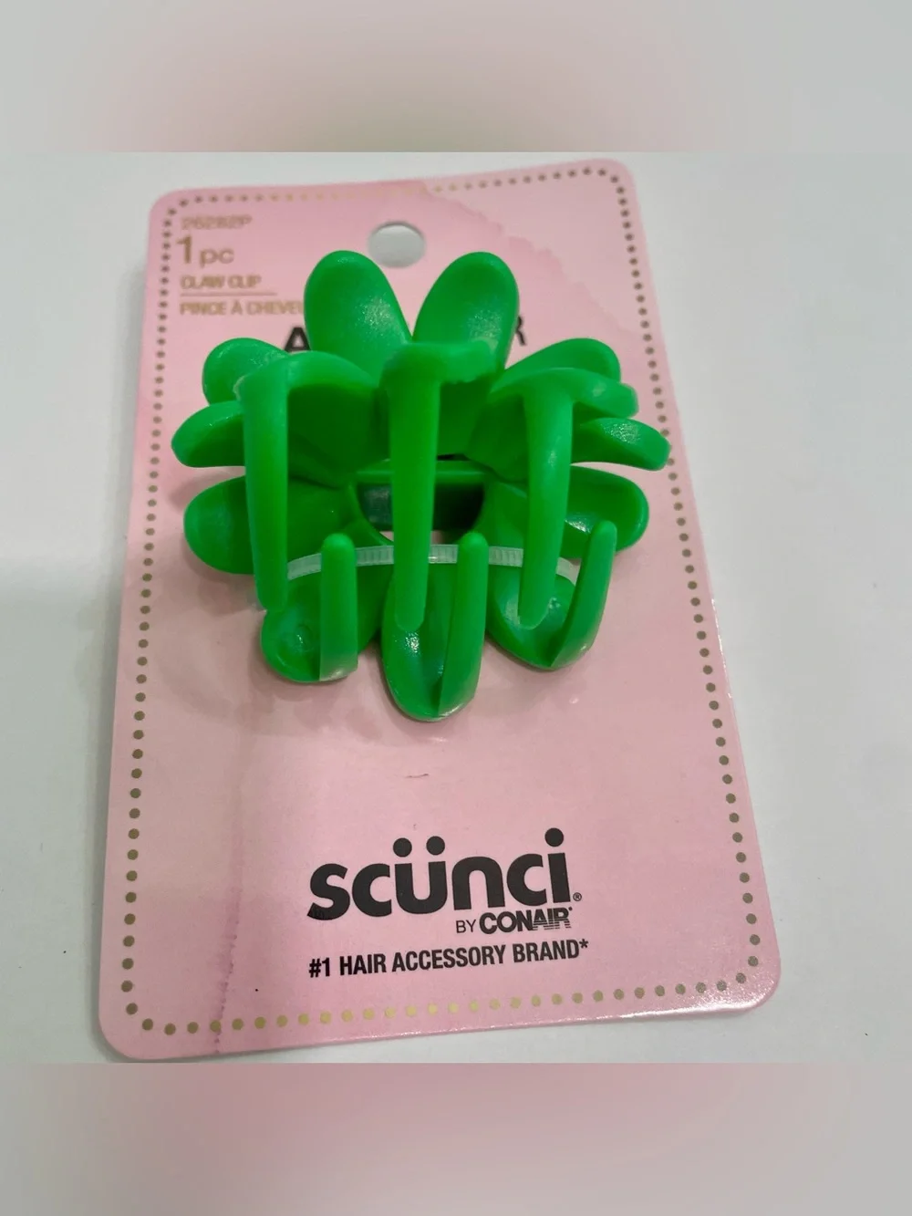 scünci Flower Hair Claw Clips in Pink and Green